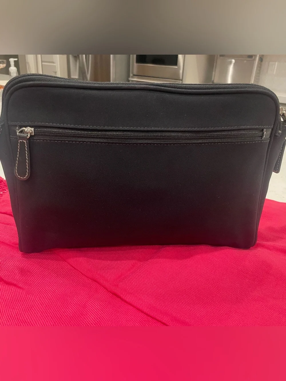 Coach Black Nylon Leather Trim Travel Cosmetic Case Toiletry Bag